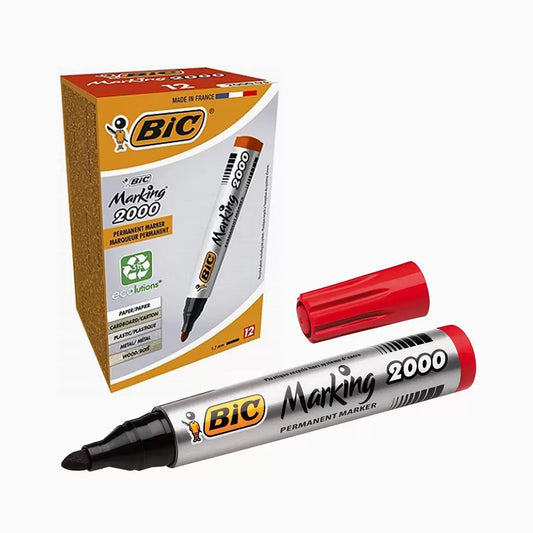 Marcador Permanente BIC Marking 2000 – Azul / Preto / Vermelho – Caixa 12 Unidades