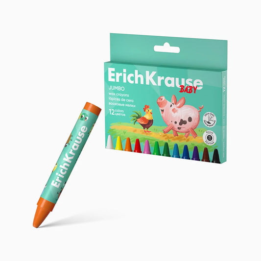 Lápis de Cera ErichKrause Baby Jumbo – Pack 8 ou 12 pcs (vendido por 6 conjuntos)