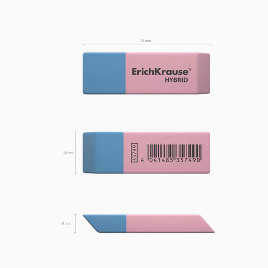 Borracha Mista ErichKrause Hybrid – Azul & Rosa – Pack 42 Unidades