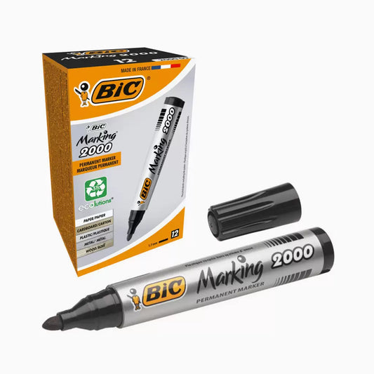 Marcador Permanente BIC Marking 2000 – Azul / Preto / Vermelho – Caixa 12 Unidades