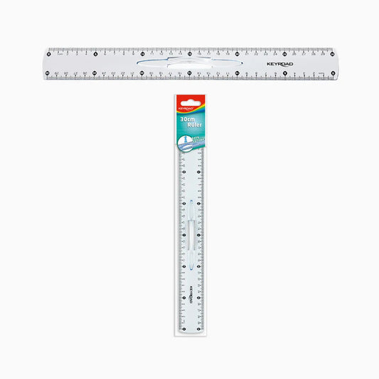 Régua Transparente com Pega Keyroad – 30 cm – Pack 6 Unidades