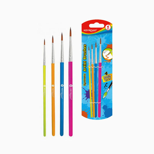 Conjunto de Pincéis Artísticos de Ponta Redonda – Keyroad (4 Pincéis | Pack 6)
