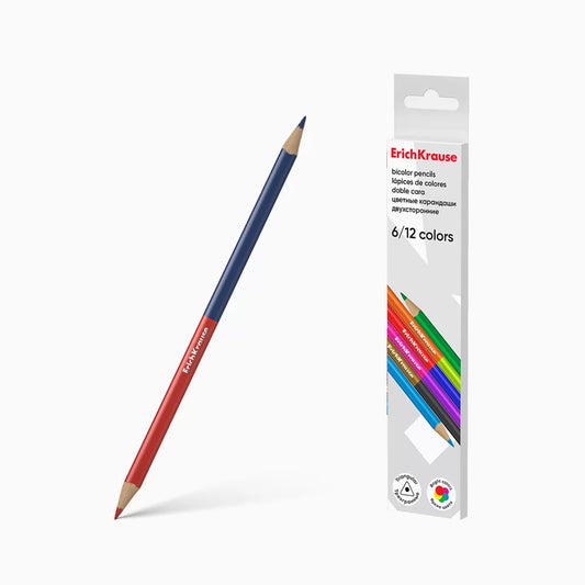 Lápis de Cor Bicolor ErichKrause Triangular 175 mm – Mina 2,6 mm (Pack 6/12) | Venda por 6