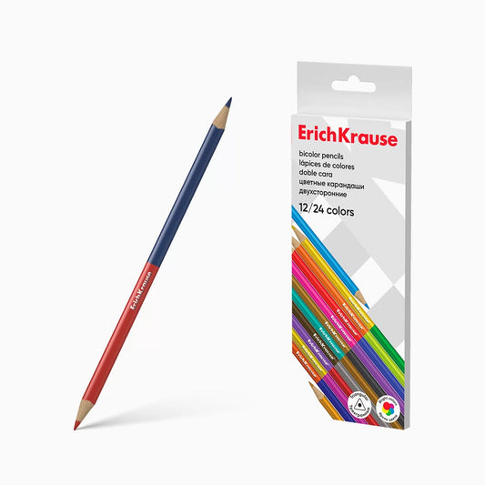 Lápis de Cor Bicolor ErichKrause Triangular 175 mm – Mina 2,6 mm (Pack 6/12) | Venda por 6
