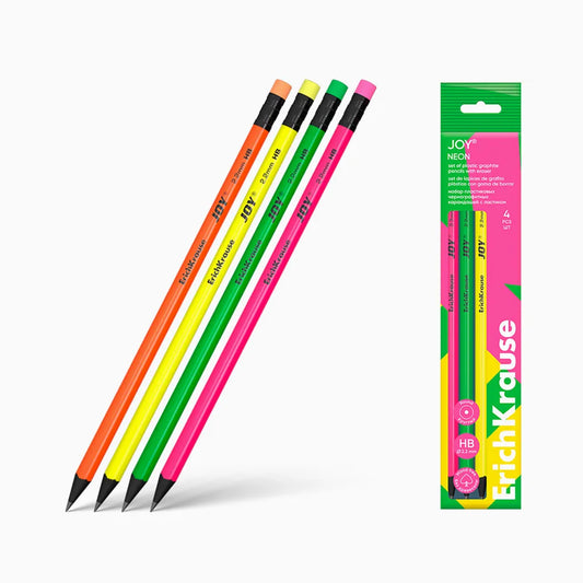 Lápis de Grafite com Borracha ErichKrause Joy Neon – 6 x Blister c/ 4 pcs