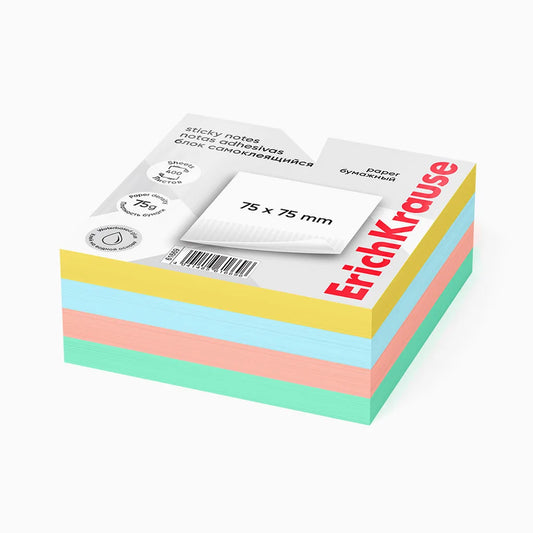 Bloco de Notas Adesivas ErichKrause – 75 × 75 mm – 400 Folhas (6 blocos)