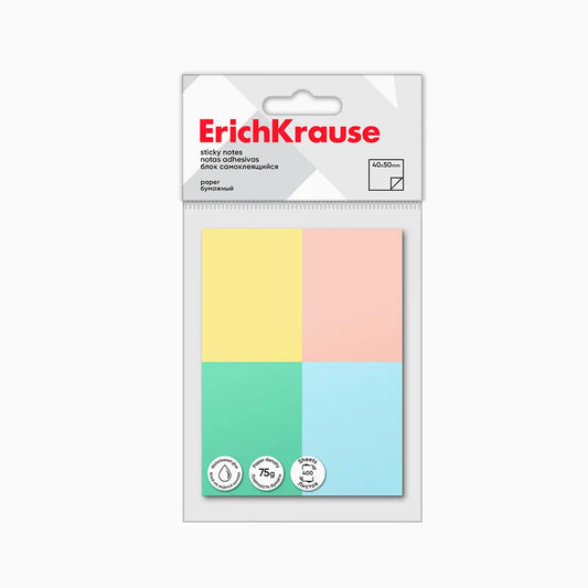 Bloco de Notas Adesivas ErichKrause (4 Cores) – 50 × 40 mm – 400 Folhas – Pack 6 Unidades