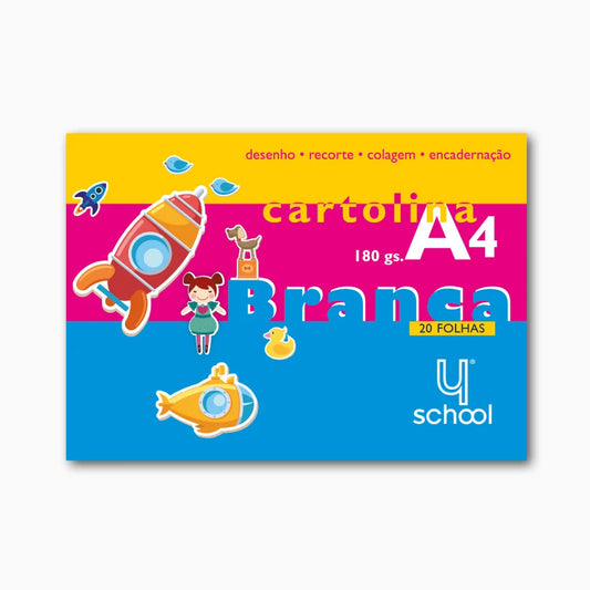 Bloco de Cartolina Branca 4School A4 180 g/m² (10 x 20 Folhas)