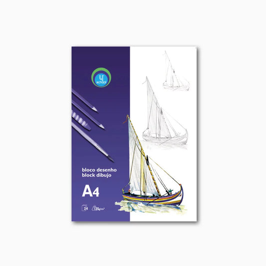 Caderno de Desenho 135 g/m² – 4School (24 Folhas com formatos A2, A3 e A4 com diferentes quantidades))