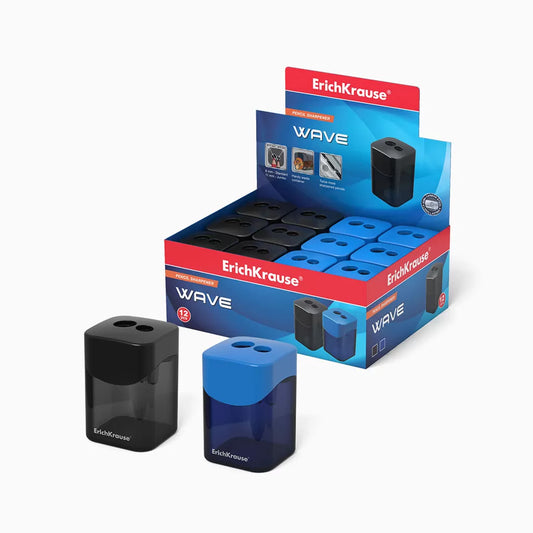 Apara-Lápis Duplo em Plástico ErichKrause Wave – Pack 12 Unidades