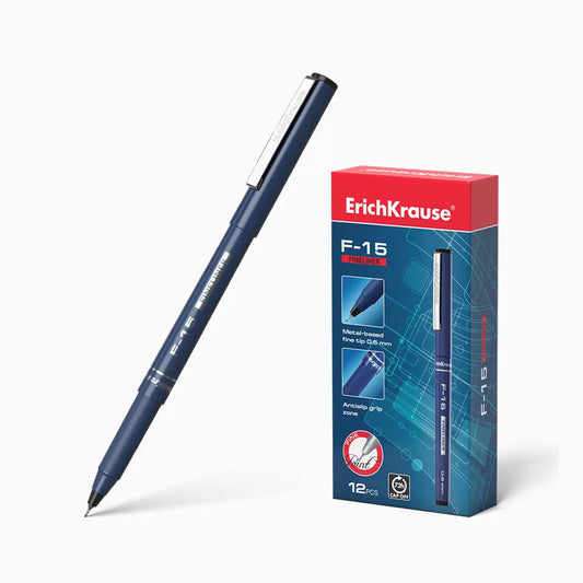 Fineliner ErichKrause F-15 – Preto / Azul / Vermelho – Pack 12 Unidades